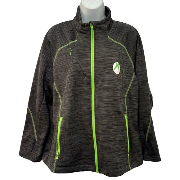 North End Sport Ladies Xbox Gray Green Track Athletic Full Zip Jacket Size XL